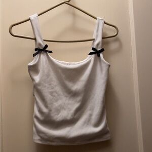 Gaze White Camisole with Black Bow Details